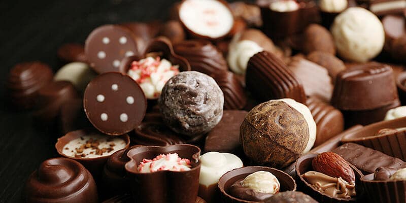 Viele verschiedene Schokoladepralinen