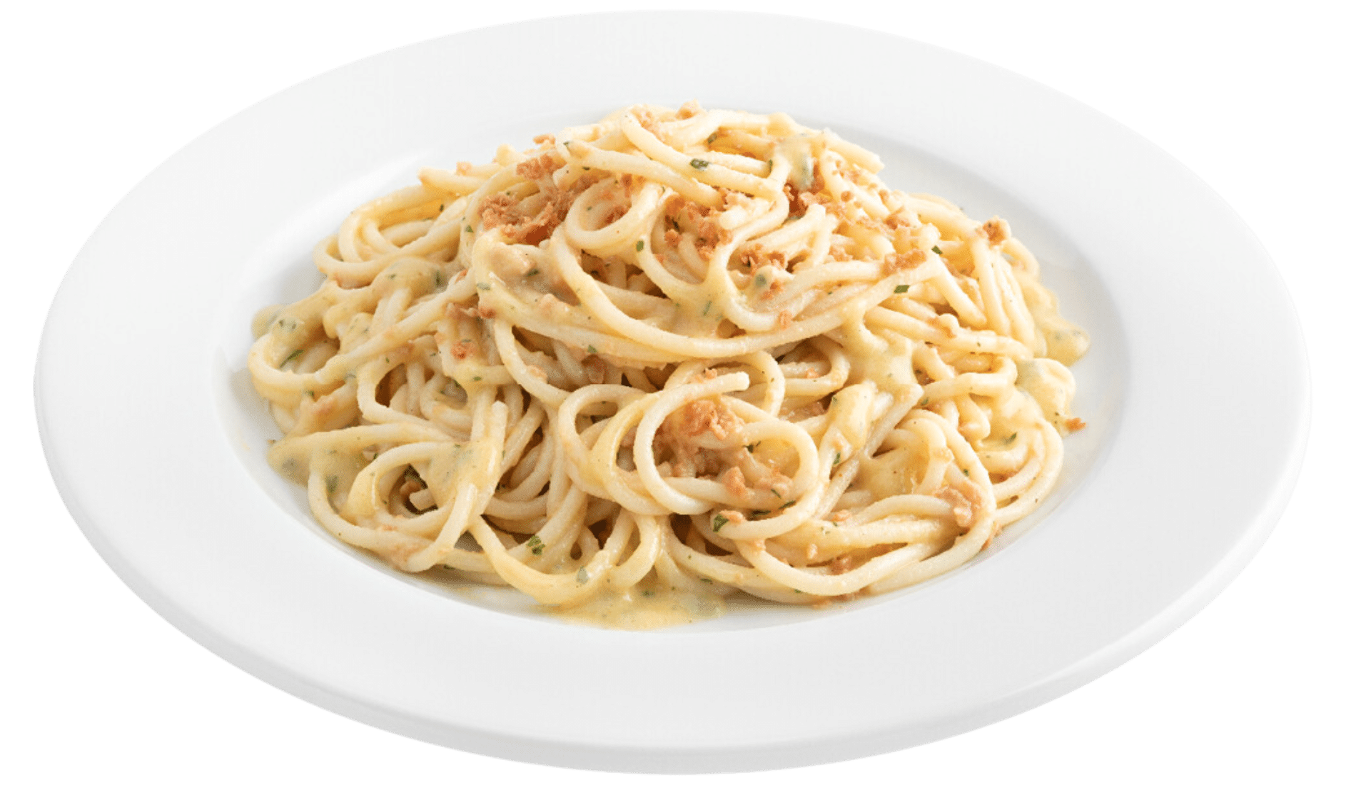 Spaghetti Carbonara Vegan mit Speck aus Erbsenprotein von Gourmet Business (Speisennummer 230 1782)