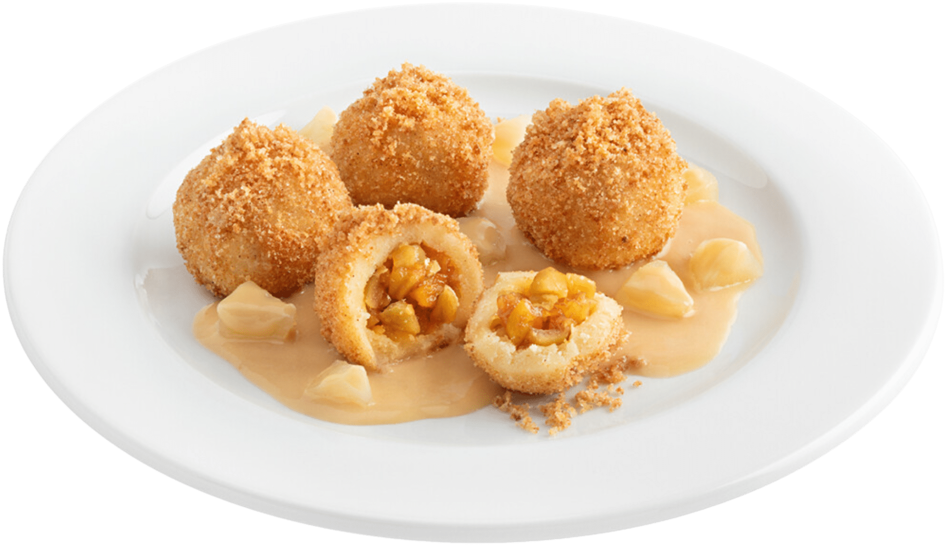 Maroniknödel mit Apfel-Karamellsauce